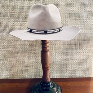 🌟HP🌟VTG Wide Brim Taupe Wool Rancher Fedora Hat by Sheplers S